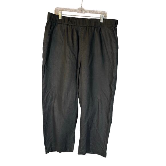 Quince Black 100% European Linen Black Wide Leg Pull-on Pants 1X Minimalist Plus - Picture 5 of 13